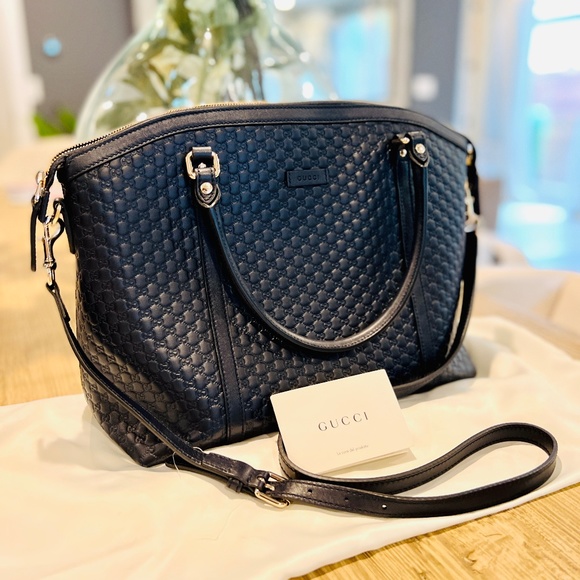 Gucci Handbags - Auth GUCCI Soft Microguccissima Dome Satchel Tote Navy